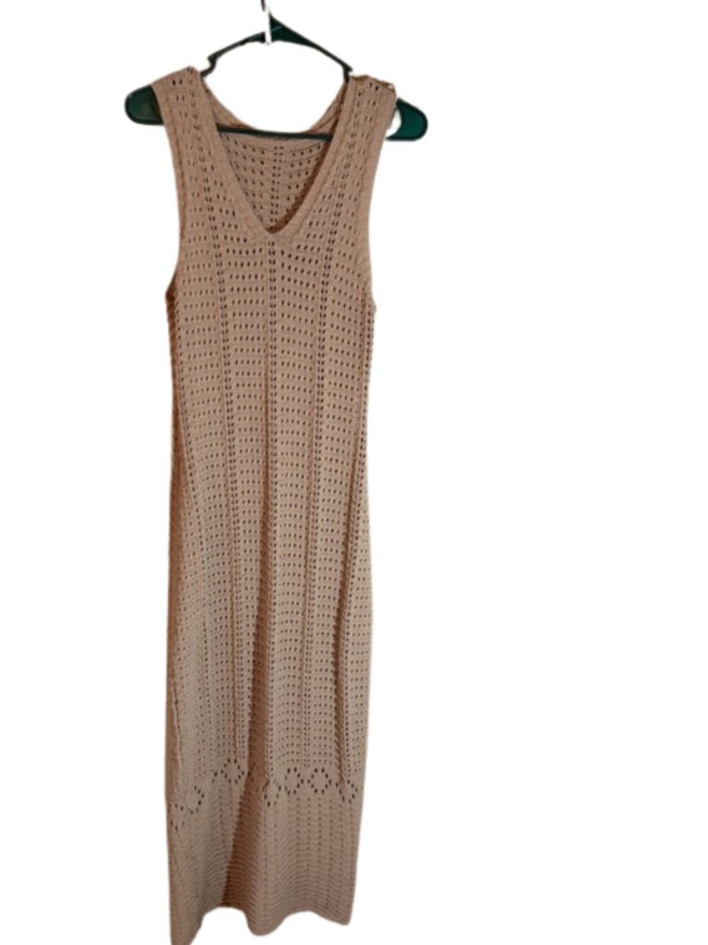 🤍✨ Long Crochet Beach Cover-Up Dress – Cream ✨🏖️👗 Size: L Excellent condition